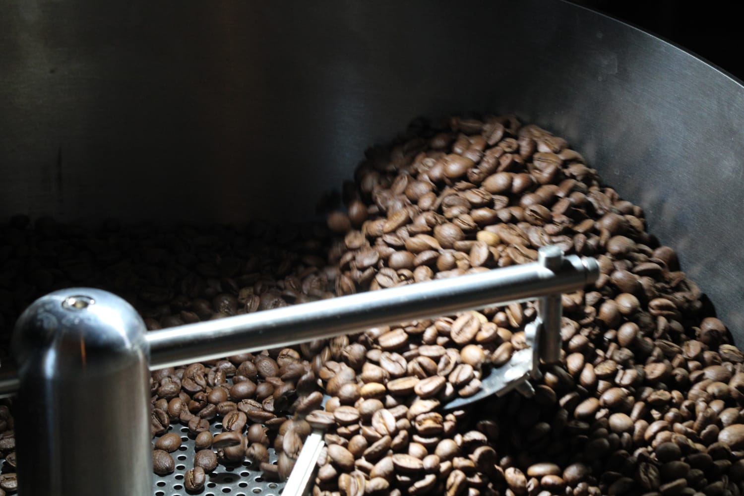 Close-up of roasted specialty coffee beans from Colombia
