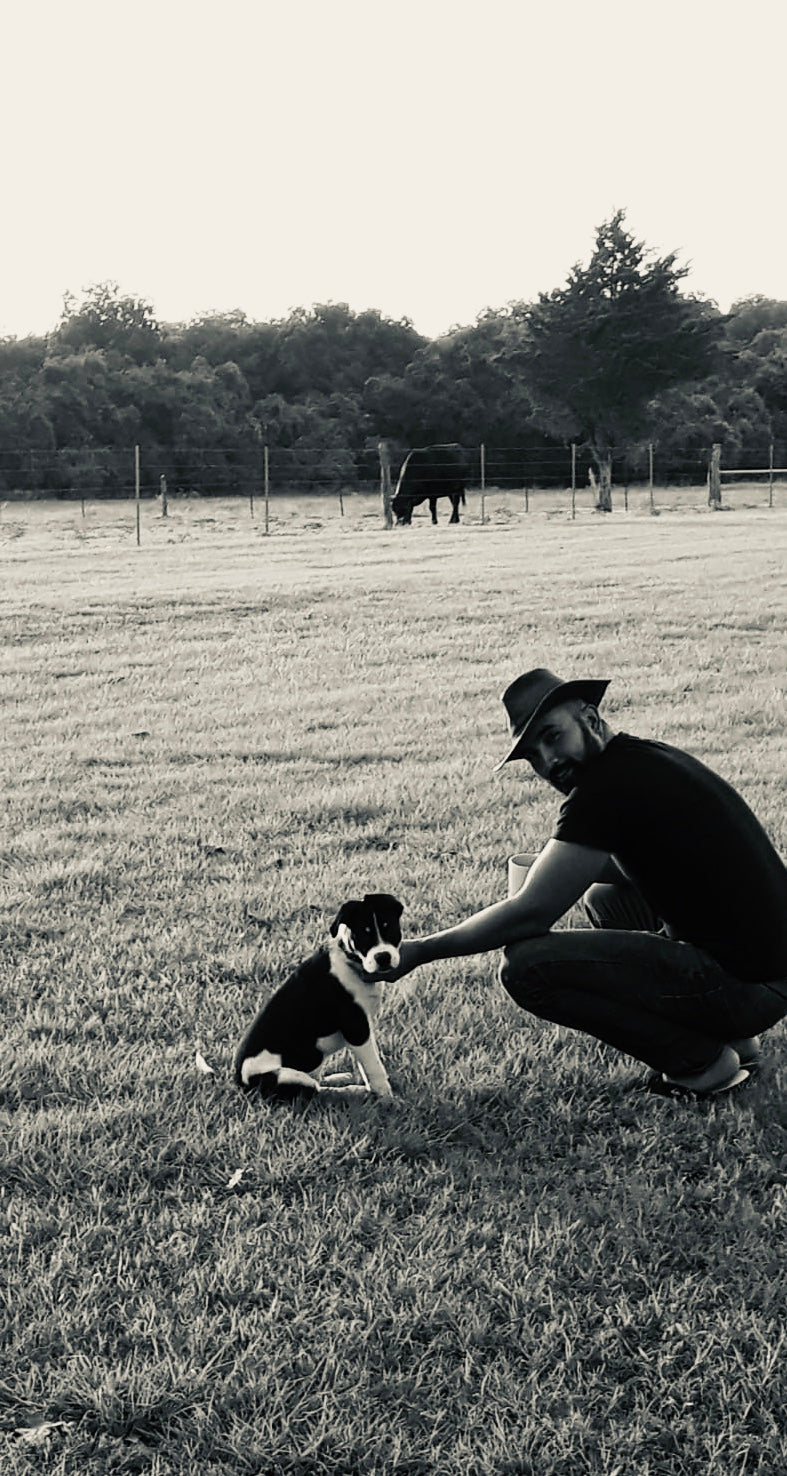 Coffee roaster with his dog